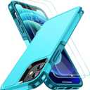 SPIDERCASE Designed for iPhone 12 Case/iPhone 12 Pro Case, [10 FT Military Grade Drop Protection] [with 2 pcs Tempered Glass Screen Protector] Cell Phone Home Button Stickers,Blue
