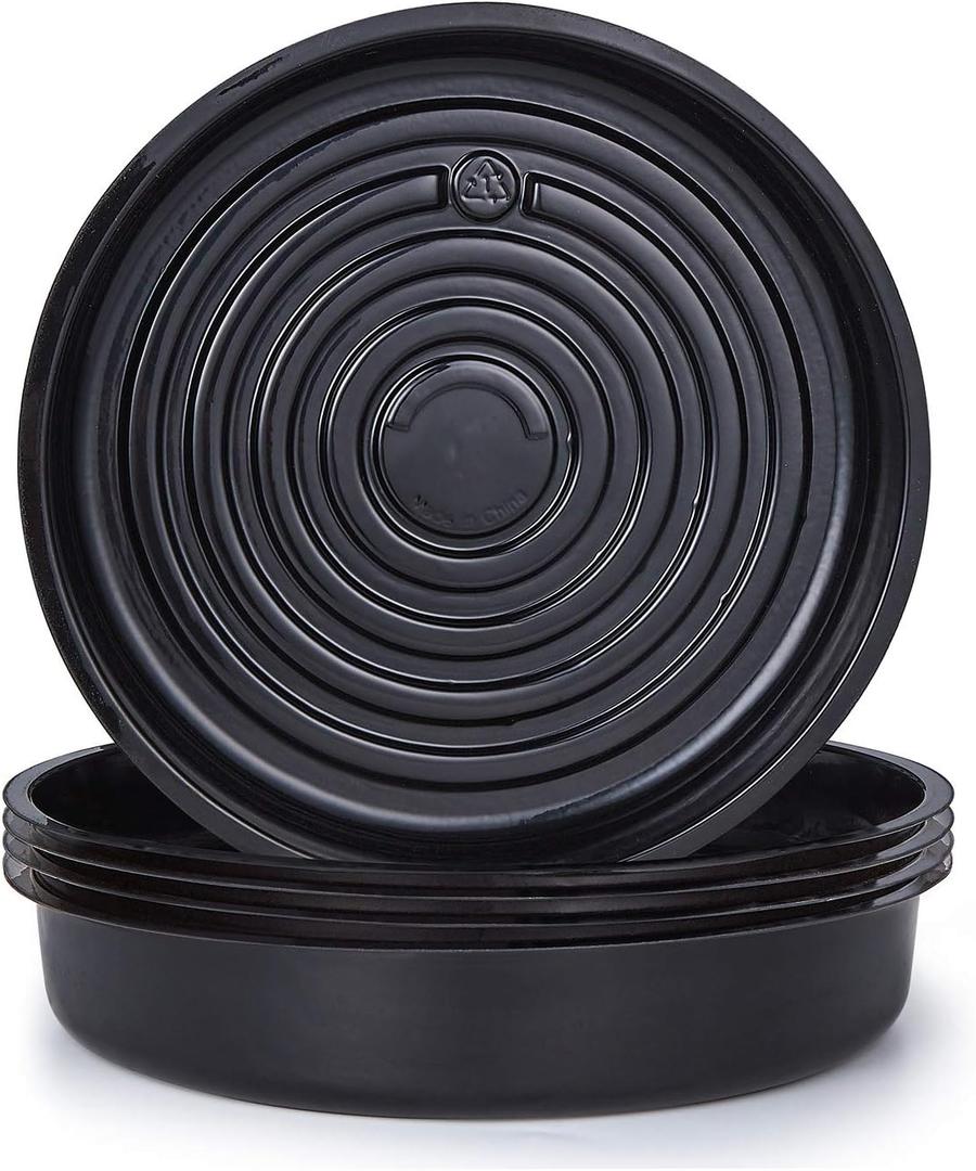Idyllize 5 Pieces of 12 Inch Black Plastic Plant Saucer Drip Tray for Pots (12")