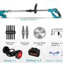 2 x Battery 6.0Ah Cordless Grass Trimmer Electric Weed Wacker with Wheels Grass Trimmer Kit, 48VF Blue Lawn Edger Mower Set Brush Cutter Li-ion Battery Operated for Garden Yard Pruning
