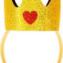 CAVETEE Glitter Headband for Women, Sparkly Princess Headband Hair Accessory for Girls Birthday & Party (Gold+red Heart)