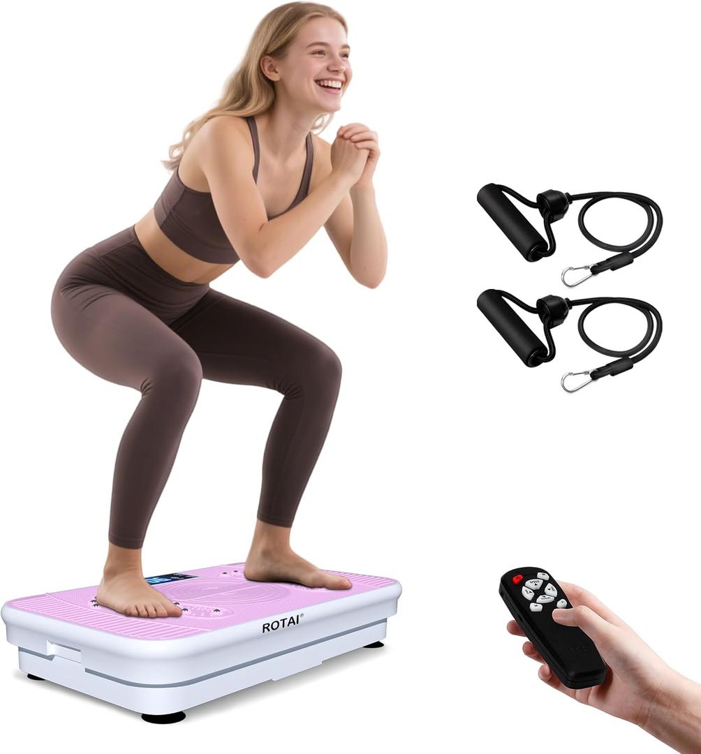 ROTAI Vibration Plate Exercise Machine for Lymphatic Drainage Massager & Weight Loss, 400 lbs Capacity Whole Body Vibrating Shake Plate Workout for Women and Men