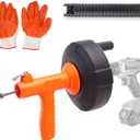 VEVOR Drain Auger 25Ft, Plumbing Snake Auto Feed, Plumbers Snake with Drill Attachment, Pipe Snake Drain Clog Remover for Kitchen Bathroom Shower Sink with Protective Hose and Gloves