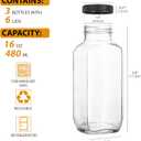 umud Juice Bottles with Lids, 16 Oz - Set of 3 - Clear Glass Jars with Caps - Reusable Empty Drink Containers for Juicing, Smoothies, Water, Milk, Kombucha Storage, Wellness Shots and More (3)