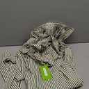 Women's Striped Stand Ruffle Collar Maxi Dress Half Sleeve Button Down Flowy Belted Beach Vacation Dress, Size XL (Green)