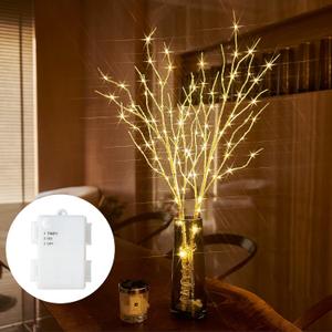 Birchlitland Lighted Birch Branches 32IN 100 LED with Timer Battery Operated, Artificial Tree Branch with Warm, Willow Branch Lights for Home Bedroom Fireplace Christmas Holiday Decoration