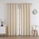 Chyhomenyc Light Filtering Curtains 72 Inch Length 2 Panels Set, 100% Polyester Textured Soft Airy Privacy Farmhouse Curtain Drapes for Living Room Bedroom, Each 40Wx72L Inches, Linen Color