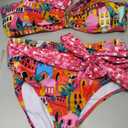 SPORLIKE Women High Waisted Swimsuit Flounce Straps Bikini Bathing Suit (Medium, Castle Print)