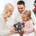 CAMKUZON Reversible Christmas Wrapping Paper Roll for Kids Baby - Funny Gnome in Black, HO HO HO & Snowflake Christmas Tree in Red - Cartoon Holiday Gift Wrap Paper, 17.7 Inch