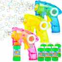 ArtCreativity Friction Powered Light Up Bubble Blaster Gun Set of 2 (No Batteries Needed) Includes LED Bubbles Guns and 2 Empty Bottles Fluid, Outdoor, Indoor Fun Gift Idea, Summer Party Favors