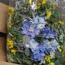26 Inch Spring Wreaths for Front Door Outside Large Artificial Summer Wreath Silk Hydrangea Wreath with Yellow Daisy and Eucalyptus Leaves Indoor Outdoor Porch Rustic Farmhouse Home Wall Wedding Decor