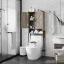 Vabches Over The Toilet Storage Cabinet with 2-Door Design Bathroom Organizers and Storage with Anti-Tip Device Over Toilet Organizer with Shelves for Bathroom,Restroom,Laundry Grey
