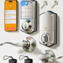 Veise VE017-L Fingerprint Smart Lock with Lever Handles, App Control, Keyless Entry Front Door Lock Set, Electronic Digital Keypad Deadbolt, Remote Grant, Emergency Power Port, Auto Lock, Satin Nickel