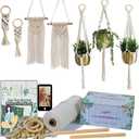 Easy Macrame Kits for Adults Beginners Supplier Wood Beads,Rings,Wooden Dowel for Macrame Plant Hangers,Boho Wall Hanging with Instruction Book for Starters Christmas Crafts for Adults