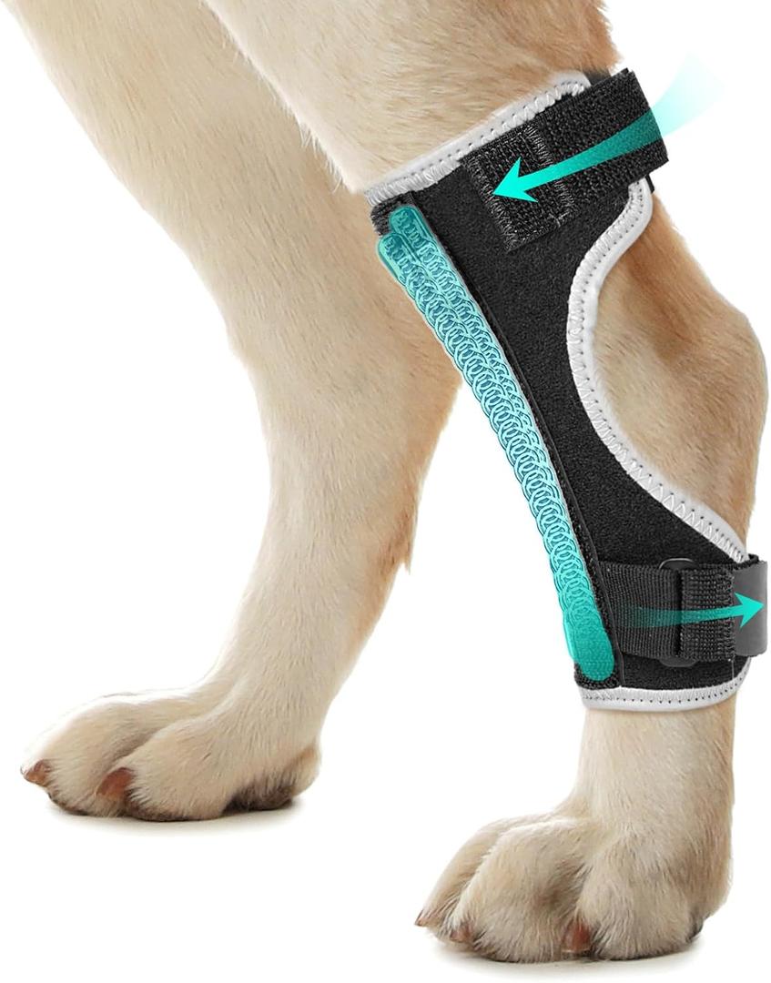 Dog Leg Braces for Back & Front Legs- Dog Hock & Ankle Joint Brace for Weak Back Legs with 2 Metal Strips, Reflective Trim for Sprain, Injury, Arthritis, Wound Recovery,Black,XL