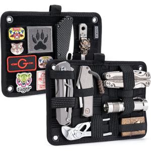 TACTICAL_GEEK TCM EDC Organizer Board, Backpack Anti-Slip Elastic Woven Board for Travel Gear, Elastic Grid Organizer for Electronics Accessories Travel Cables Chargers and More Black