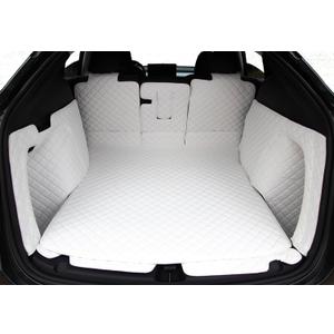 White Cargo Mat Compatible with Tesla Model Y 5-Seat Full Coverage Trunk Liner 2020-2025 (Rear Cargo Cover+Back Seat Protector+High Sides Panel Protector+Door Sill Protector)