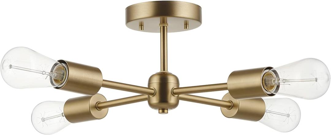 GLOBE Electric 61122 Vane 4-Light Flush Mount Ceiling Light, Matte Brass (Sansa)