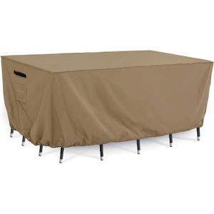 Tempera Outdoor Dining Set Cover for Outside Table and Chairs, Rectangle Patio Table Covers for Outdoor Furniture, Anti-Fading, Windproof,102''L x 74''W x 27.8''H,Taupe