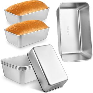 6PCS Stainless Steel Loaf Pan, 8.5 x 5.5 Inch Banana Bread Load Pan, Nonstick Meatloaf Pan Sandwich Bread Pan for Homemade Baking Oven Dishwasher Safe