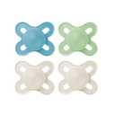 MAM Original Start Matte Baby Pacifiers, Binky for 0-3 Months, BPA-Free Silicone Nipple, Easy to Clean, Best for Newborn Babies, Developed with Medical Experts, 4 Count Binkies (Sky / Pale Mint / Cotton)