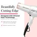 REVLON Infrared Hair Dryer with Diffuser & Concentrator - Ionic Ceramic Blow Dryer for Frizz Control, Shine, Soft Hair & Moisture Protection - 1875W Professional Salon-Quality (White) (Full Size)
