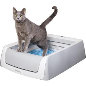 PetSafe ScoopFree Crystal Pro Self-Cleaning Automatic Litter Box - Uncovered Motion-Sensing Cat Box with Integrated Health Counter - Includes 1 Disposable Crystal Litter Tray (Regular)