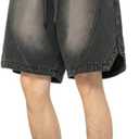 Men's Y2K Baggy Denim Shorts Loose Fit Vintage Harajuku Casual Jorts 2026 Summer Elastic Waist Alt Emo Streetwear (XL)
