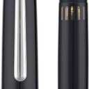 Yongsheng Junlai 930 Acrylic Fountain Pen, Size 9 Broad Nib with Piston Filling System, Piano Black Fence Ink Tank with Torpedo Shape Design Large Hand Pen (Silver Trim)