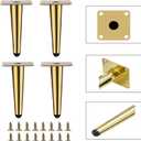 Gold Metal Furniture Legs Heavy Duty Straight Furniture Feet DIY Modern Replacement Legs for Cabinet Sofa Couch Chair-Set of 4 (Gold, 8")