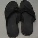 Women's Quilted Terry Flat Flip Flop Sandals (11, Black)