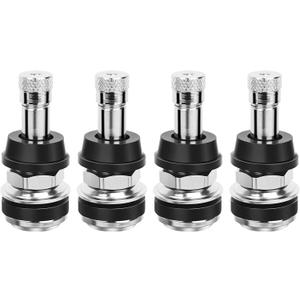 TR416 Valve Stem, 4 Pack Premium Metal Tire Valve Stems for Tubeless Tires, Fits 0.453" & 0.625" Rim Holes, Silver