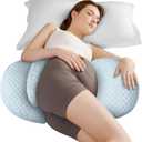 Pregnancy Pillow for Sleeping, Maternity Pillow for Pregnant Women, Cooling Pregnancy Pillow, Pregnancy Wedge Support for Back, Belly, Portable and Adjustable Body Pillow for Side Sleeper, Blue