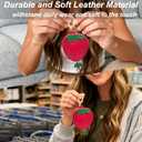 Fruit Coin Purse Keychain, Mini Leather Strawberry Bag Charms, Small Zipper Coin Pouch for Women