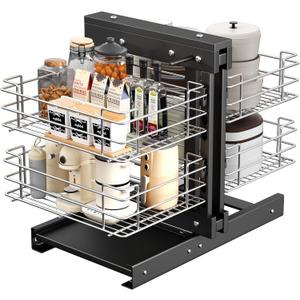 forimo 36" Blind Corner Pull Out Organizer,2 Tier 4 Shelf Kitchen Cabinet Organizer, Chrome Carbon Steel Storage Basket, Left Open & Right Open Compatible,for Blind Corner Kitchen or Bathroom Cabinet