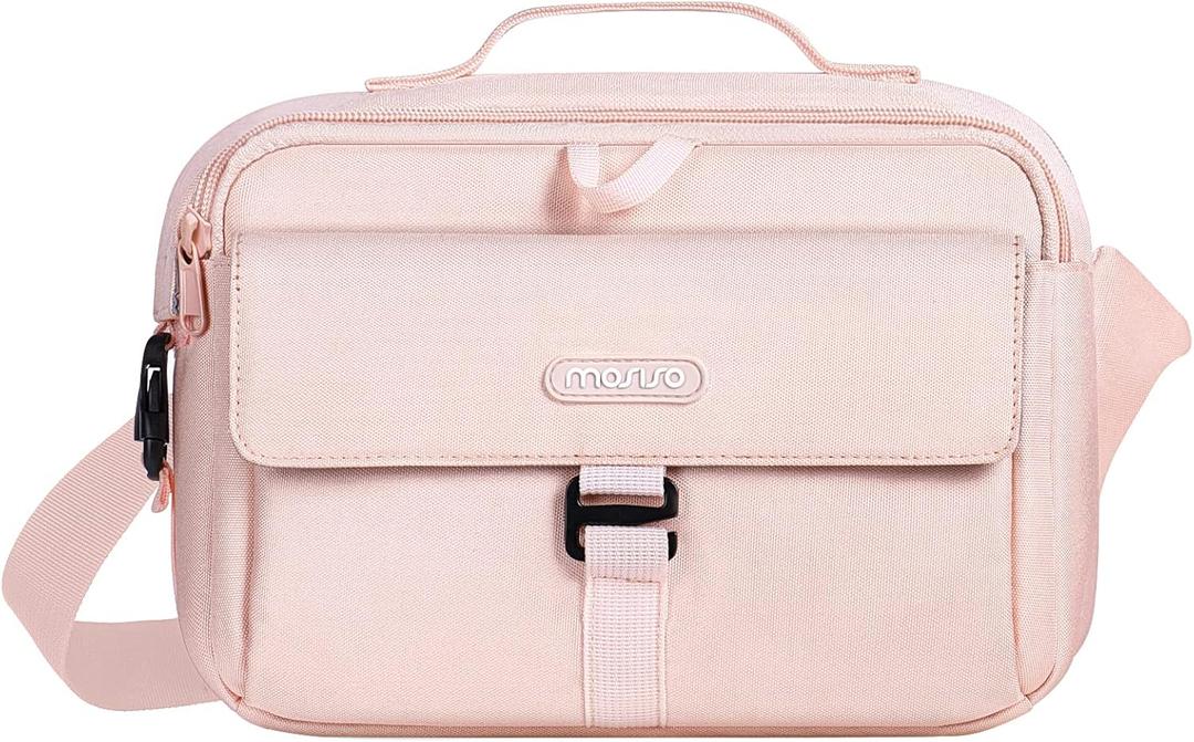 MOSISO Camera Shoulder Bag Case Crossbody Sling Purse, DSLR/SLR/Mirrorless Compact Padded Photography Handbag with Rain Cover Compatible with Canon/Nikon/Sony Cameras and Lenses, Pink