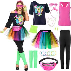 Spooktacular Creations 80s Costume Outfit for Women, 80s Halloween Costumes, 80s Workout Costume Outfit XL