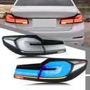 LED Tail Lights Assembly Compatible with BMW 5-Series G30 F90 M5 2017-2020 Start-up Animation Sequential Turn Signal Grey White Rear Lamps Accessory