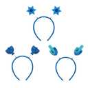 ONENINEDREAM 3PCS Happy Hanukkah Headband for Kids Menorah Blue Headbands for Girls Chanukah Dreidel Head Band Party Ornaments Star of David Decor