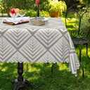 60 x 84 Inch Grey Modern Geometric Tablecloth Rectangle, Farmhouse Style Polyester Table Cloth, SpillProof Wipeable Reusable Cloth Tablecloth for Kitchen Dining Picnic Camping Outdoor