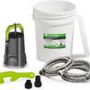 FLUENTPOWER Tankless Water Heater Descaling Flush Kit, Includes 1/2HP Submersible Utility Water Pump with Adapters, 5.3 Gallon Pail with Bucket Lid Opener, Two 3/4"GHT x 6' Stainless Steel Hoses