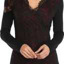 MISS MOLY Women's Scallop V Neck Sexy Sleeveless Lace Tank Top Elegant Slim Fit Summer Tops Blouse Shirts (Black, M)