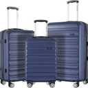 Luggage Set with Spinner Wheels and TSA Lock, 3 Pieces Expandable Hardside Suitcase for Travel, Hardshell Luggage Sets, 20", 24", 28", Navy