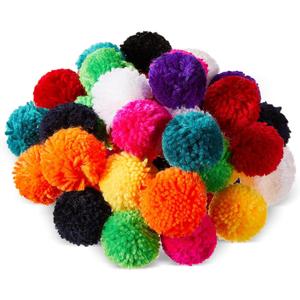 Gemscream 100 Pcs Large Yarn Pom Poms for Crafts 3 Inch Acrylic Yarn Balls Fuzzy Pompoms for Christmas DIY Hats Handmade Arts Holiday Xmas Party Hanging Decorations (Multi Colors)