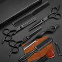 11Pcs Professional Hair Scissors Set,Stainless Steel Barber Supplies Including Straight Shears, Thinning Shears, and Hair Thinning Knife Multifunctional Salon Tools and Gifts for Friends and Family (Black)