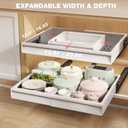 Seinloes 2 Pack Pull Out Cabinet Organizer With Raising Pad for Framed Cabinets,Expandable Width (13"-21") and Depth (13"-17"),3 Slide Rails Slide Out Drawers with Handle,No-Drill Roll Out Shelf,White