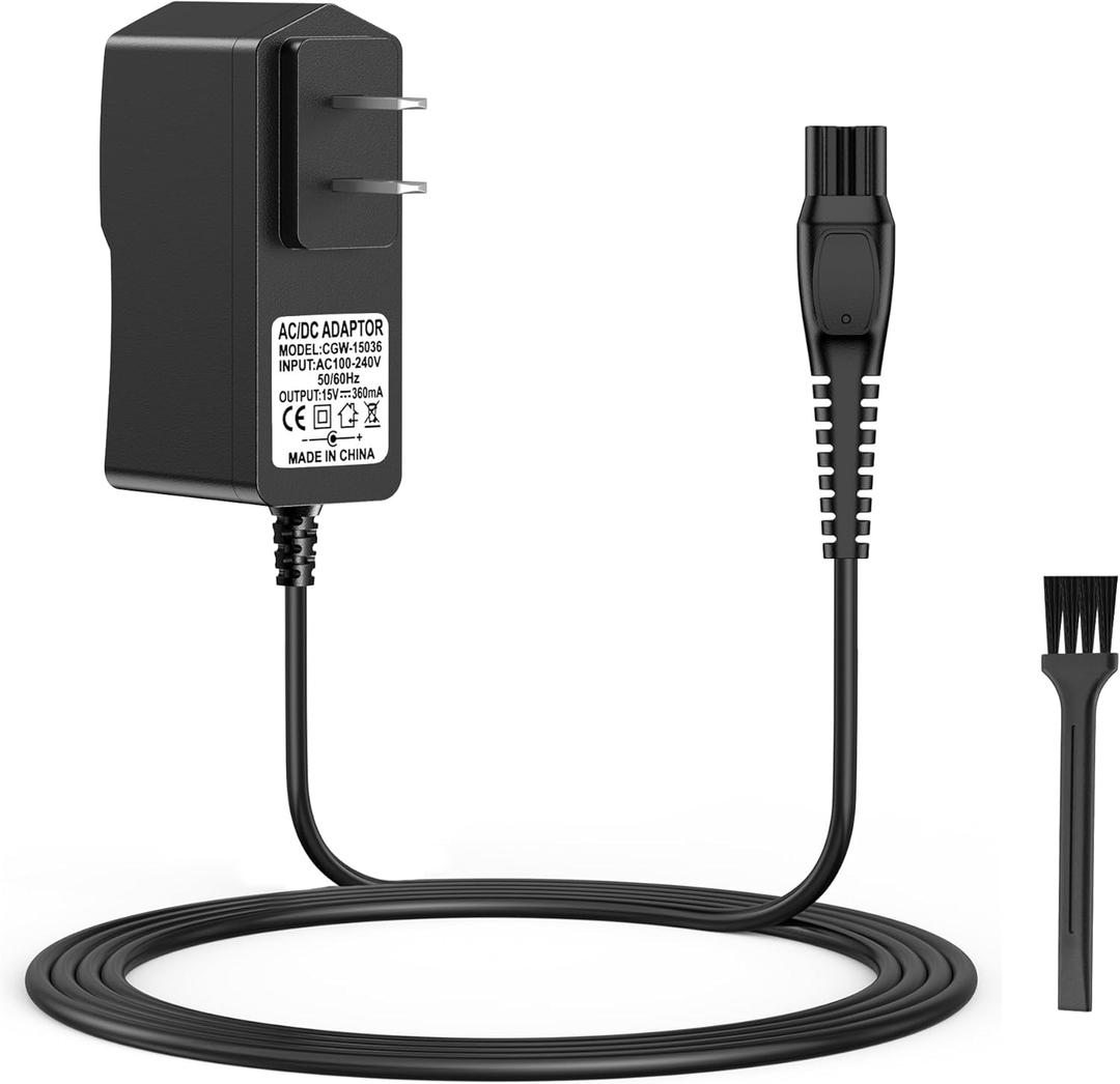 15V Charger Cord Fit for Philips Norelco HQ8505 3000 5000 7000 9000 Series, MG5750 MG7750 MG7770 MG7790 QP6531 QP6510 QP6520 Phillips Aquatec Arcitec Multigroom Beard Trimmer Power Cord