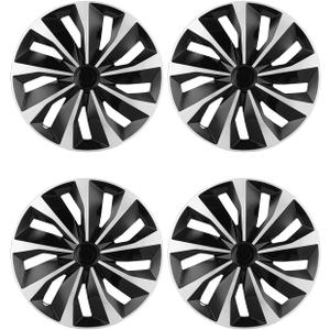 Hubcaps, 15 inch hubcaps Set of 4, Wheel Rim Cover ABS Material, Snap On Car Truck SUV Replacement, for Toyota Camry Nissan Mazda etc, Black & Silver