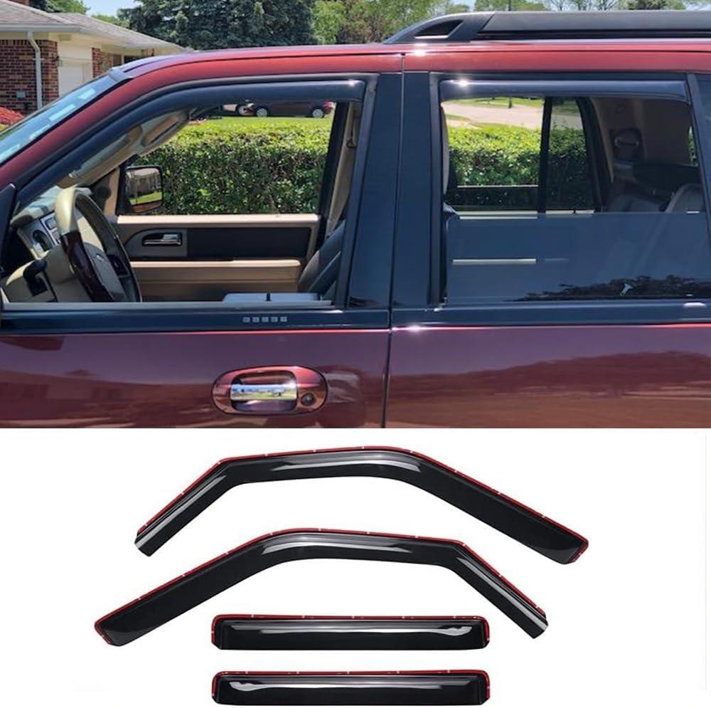 194233 Side Window Visor Deflector Rain Guard,in-Channel Style Shatterproof Dark Smoke,4pc Window Shades fit for 1997-2017 Ford Expedition & 1998-2017 Lincoln Navigator (1997-2017 Expedition(In-Channel))