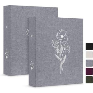 Lanpn Aesthetic A6 6 Ring Binder 2 Packs, Linen Hardcover Small Round Rings Photocard Folder Holder Planner Fits A6 Paper for Office School Journaling Collections (Grey)
