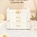 Enthralite Jewelry Box with 3 Drawers : Jewelry Display Organizer for Earrings Necklaces - Gift for Girls Women | White